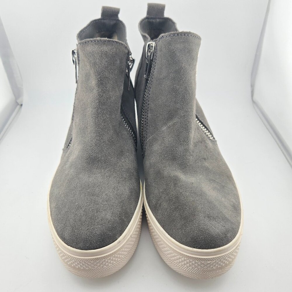 Steve Madden Wedgie Gray Suede Hidden‑Wedge Sneaker Boots Size 9.5M